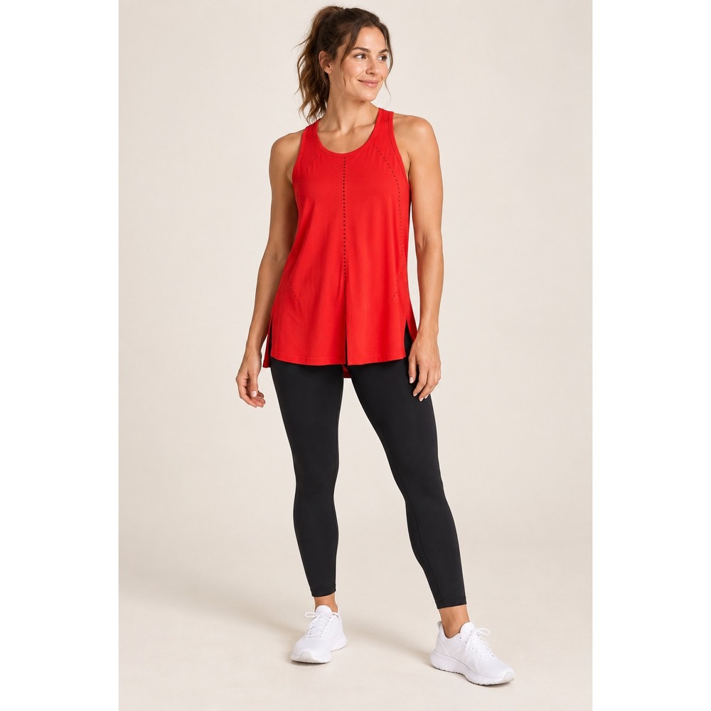 Athleta Nitro Tank Red Perforated Split Back Racerback Activewear Top Small